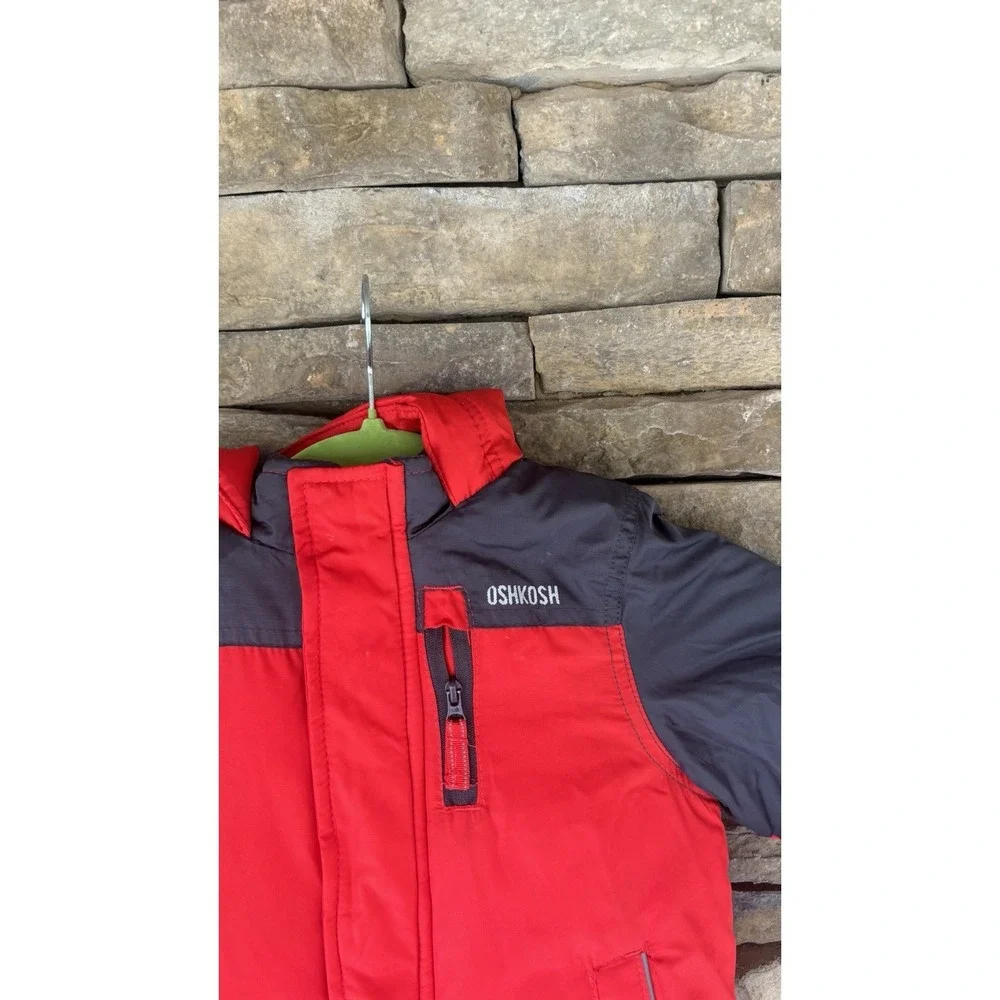 OshKosh Bgosh Jacket Boys 18m Red Puffer Fleece Lined Winter Coat‎ Zip Pockets